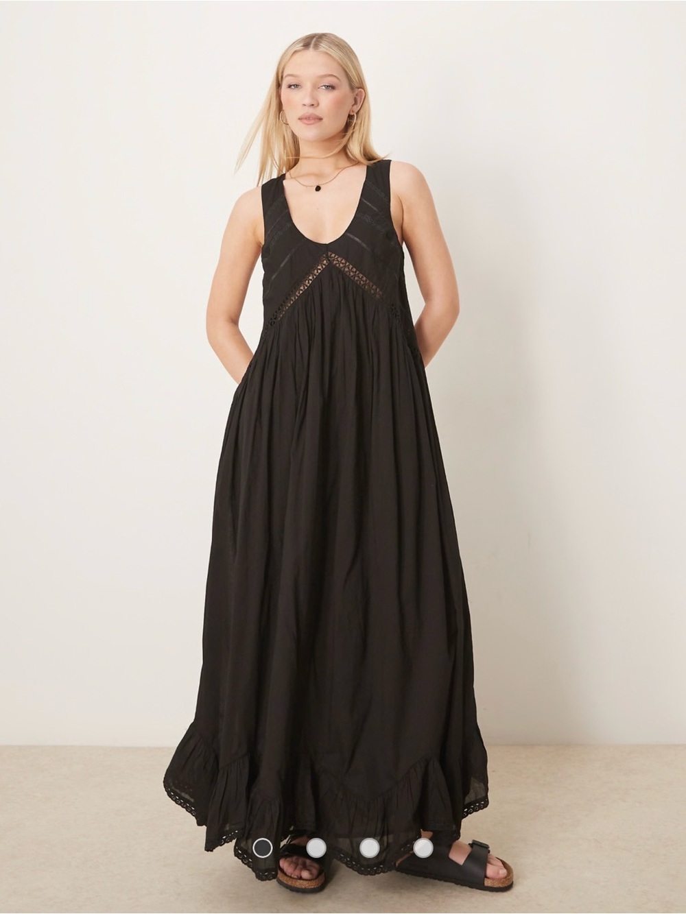 ASOS Black Maxi Dress with Lace Insets